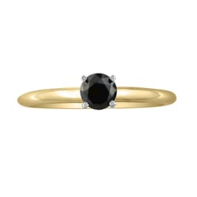 1/2 Carat Black Diamond Engagement Ring In 10K Yellow Gold