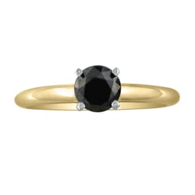 1 1/2 Carat Black Diamond Engagement Ring in 14K Yellow Gold