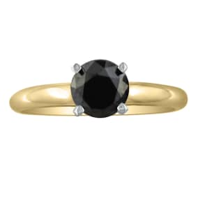 2 Carat Black Diamond Engagement Ring in 14K Yellow Gold