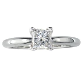 1/2 Carat Natural Princess Cut Diamond Engagement Ring in 14K White Gold
