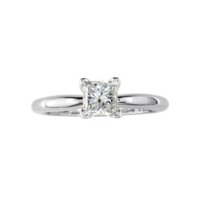 Cheap Engagement Rings, 1/4 Carat Princess Shape Diamond Solitaire Ring In 14K White Gold