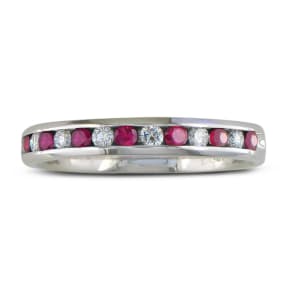 1/4 Carat Ruby and Diamond Wedding Band In 14 Karat White Gold