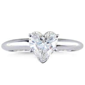 3/4 Carat Natural Heart Shape Diamond Solitaire Ring In 14K White Gold