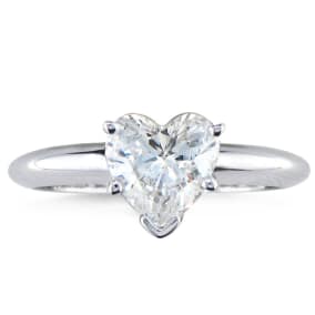 1 Carat Natural Heart Shape Diamond Solitaire Ring In 14K White Gold