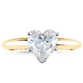 1 Carat Heart Shape Diamond Solitaire Ring In 14K Yellow Gold