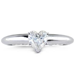 1/2 Carat Heart Shape Diamond Solitaire Ring In 14K White Gold