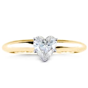 1/2 Carat Natural Heart Shape Diamond Solitaire Ring In 14K Yellow Gold