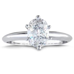1 Carat Oval Shape Diamond Solitaire Ring In 14K White Gold