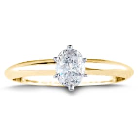 Cheap Engagement Rings, 1/2 Carat Oval Shape Diamond Solitaire Ring In 14K Yellow Gold