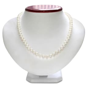 16 Inch 6mm AA Hand Knotted Pearl Necklace, Sterling Silver Clasp
