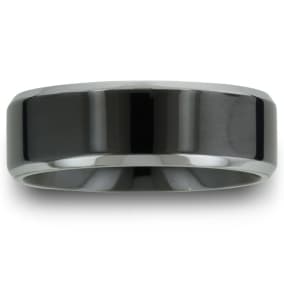 8MM Flat Top Two Tone Black Titanium Ring Wedding Band