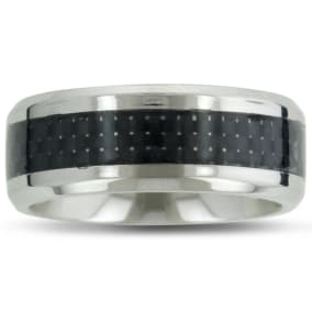 8MM Men's Titanium Carbide Ring Wedding Band W/ Carbon Fiber Inlay