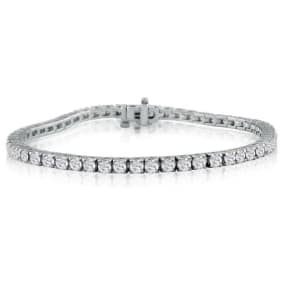 5 Carat Natural Diamond Tennis Bracelet In 14 Karat White Gold, 7 Inches. Fantastic Classic Beautiful Diamond Bracelet!