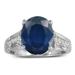 4ct Sapphire and Diamond Ring in 10k White Gold