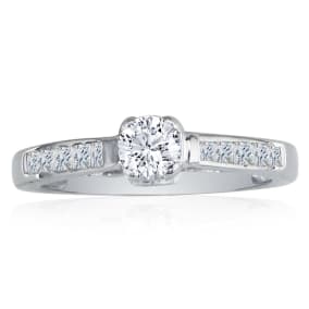 Elegant 1ct Round Cut Diamond Engagement Ring in 14k White Gold