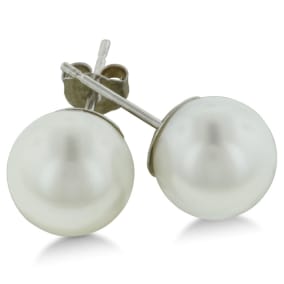 Pearl Stud Earrings With 7mm Cultured Pearls In 14 Karat White Gold