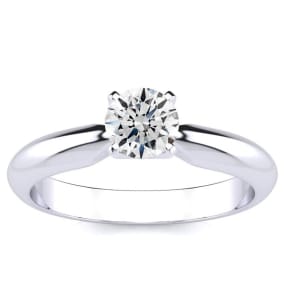 1/2 Carat Colorless Diamond Solitaire Engagement Ring in White Gold 