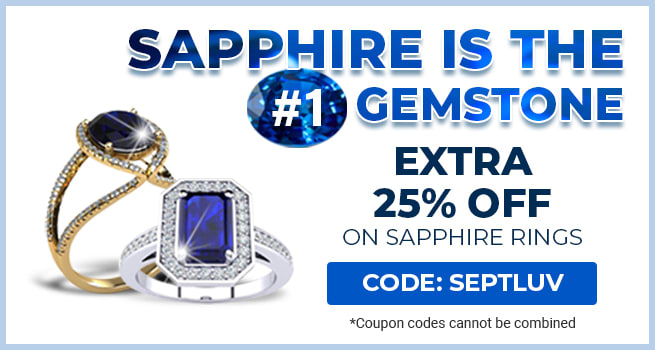 Sapphire Is The #1 Gemstone | Save Extra 25% Off On Sapphire Rings | Code: SEPTLUV