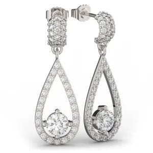 Diamond Halo Teardrop Earrings