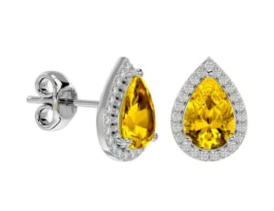 Citrine and Diamond Pear Shape Stud Earrings