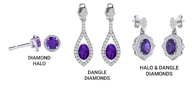 Diamond Accents and Mounting for a Amethyst Earrings