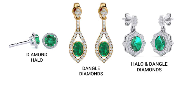 Diamond Accents and Mounting for Emerald Earrings