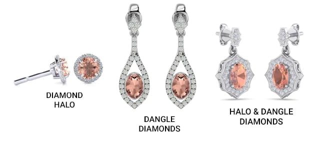 Diamond Accents and Mounting for Morganite Earrings