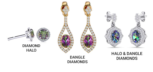 Diamond Accents and Mounting for Mystic Topaz Earrings