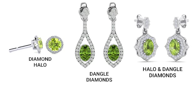 Diamond Accents and Mounting for Peridot Earrings