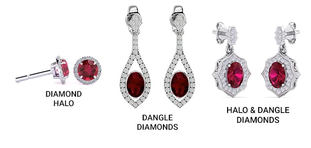 Diamond Accents and Mounting for Ruby Earrings