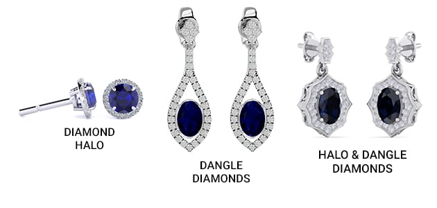 Diamond Accents and Mounting for Sapphire Earrings