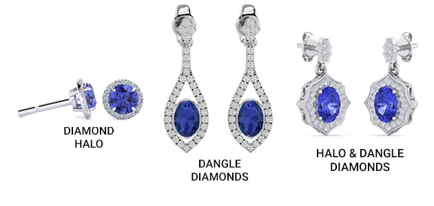 Diamond Accents and Mounting for Tanzanite Earrings