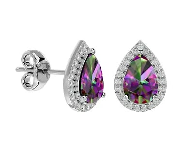 Mystic Topaz and Diamond Pear Shape Stud Earrings