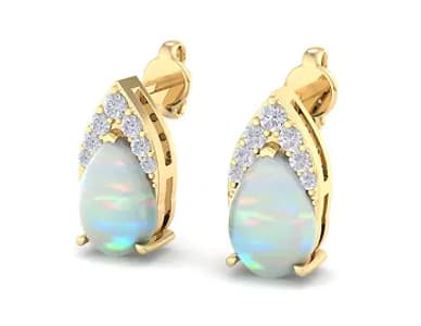Pear Shape Opal and Diamond Earrings