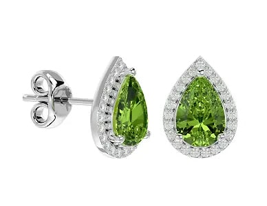 Peridot and Diamond Pear Shape Stud Earrings