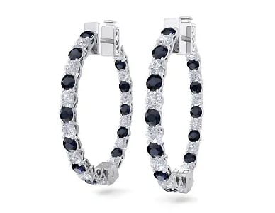 Sapphire and Diamond Hoop Earrings