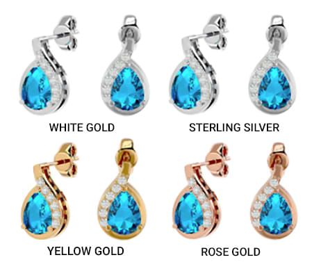 Precious Metal for Blue Topaz Earrings