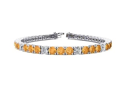 Citrine and Diamond Alternating Tennis Bracelet