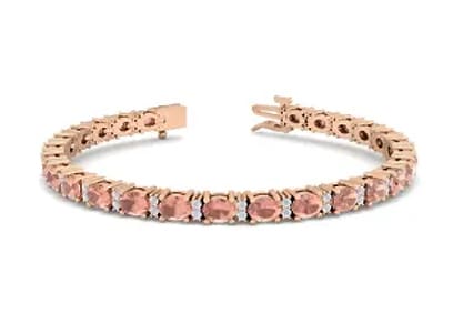 Oval Shape Morganite Bracelet With Diamonds