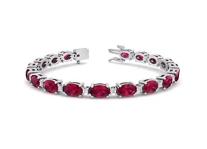 Oval Shape Ruby and Diamond Bracelet