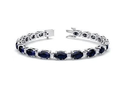 Oval Shape Sapphire and Diamond Bracelet