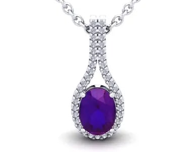 Amethyst and Halo Diamond Necklace