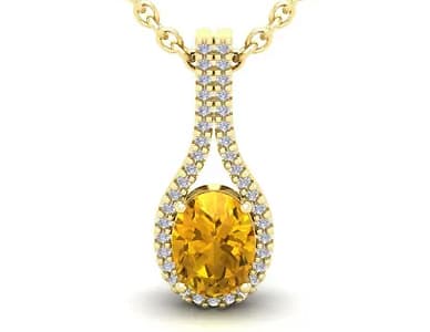 Citrine and Halo Diamond Necklace