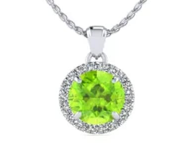 Peridot and Halo Diamond Necklace