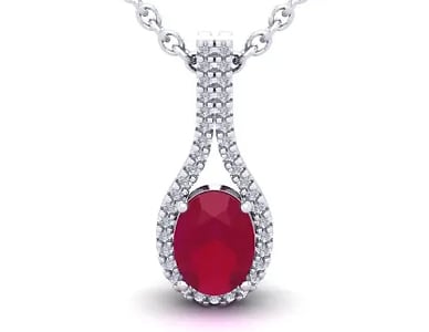 Ruby and Halo Diamond Necklace