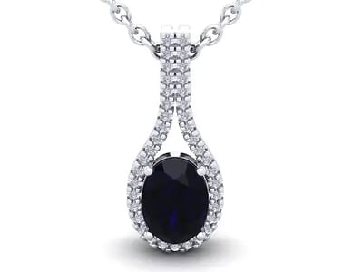 Sapphire and Halo Diamond Necklace