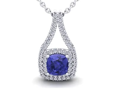 Tanzanite and Double Halo Diamond Necklace