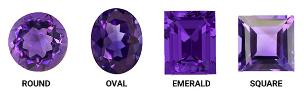 Classic Amethyst Gemstone Shapes Include Round, Oval, Emerald, and Square Cuts
