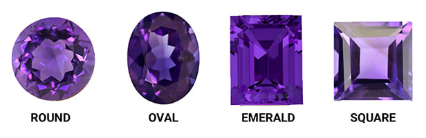 Classic Amethyst Gemstone Shapes Include Round, Oval, Emerald, and Square Cuts Classic Amethyst Gemstone Shapes Include Round, Oval, Emerald, and Square Cuts