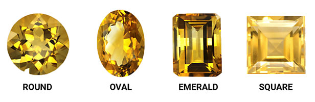 Classic Citrine Gemstone Shapes Include Round, Oval, Emerald, and Square Cuts